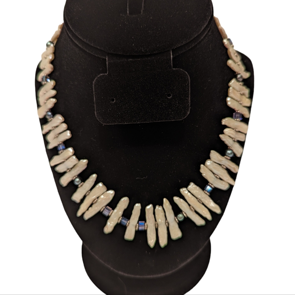 Vintage Freshwater Stick Pearl, Pearl, & Aura Quartz Choker Necklace